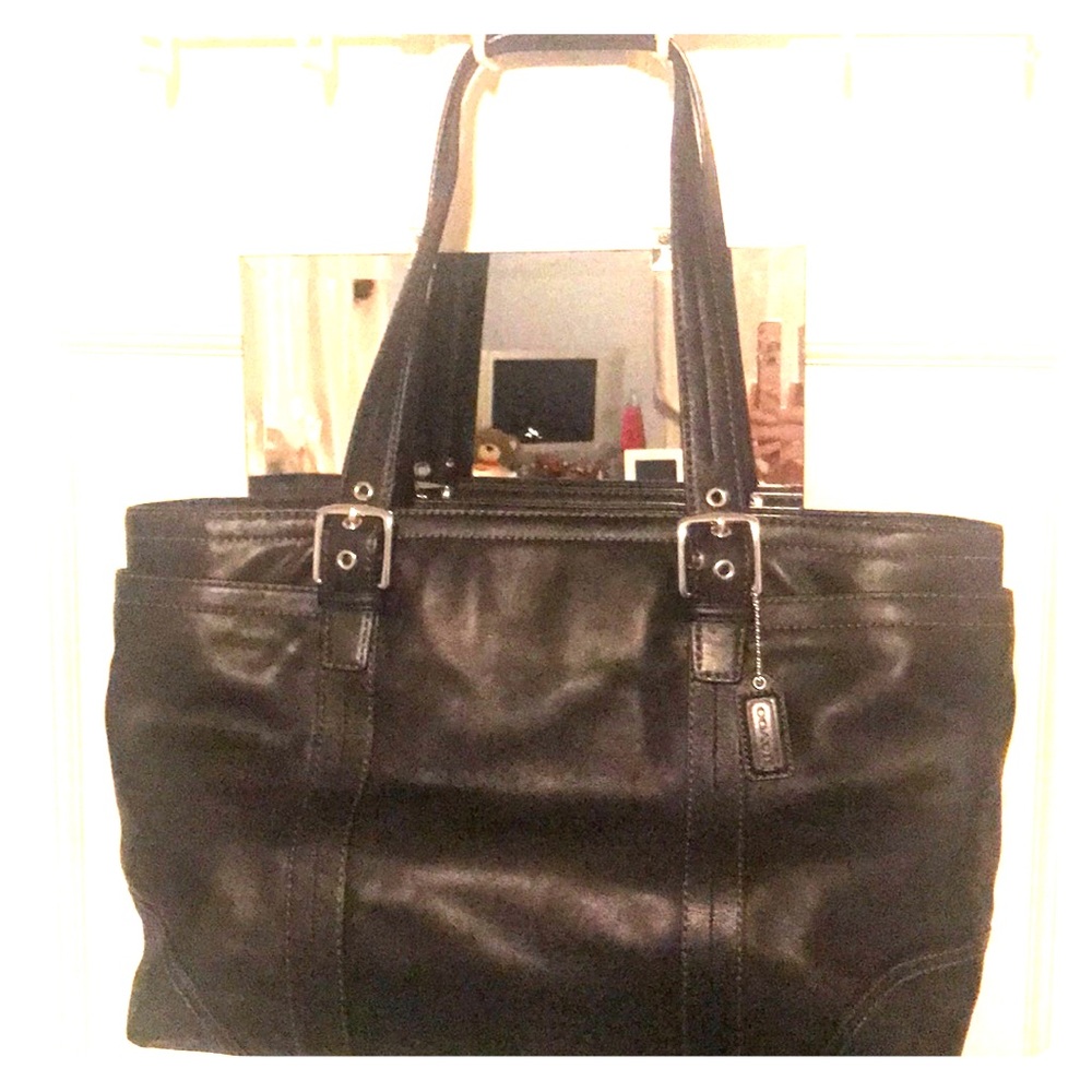 Black leather Coach bag